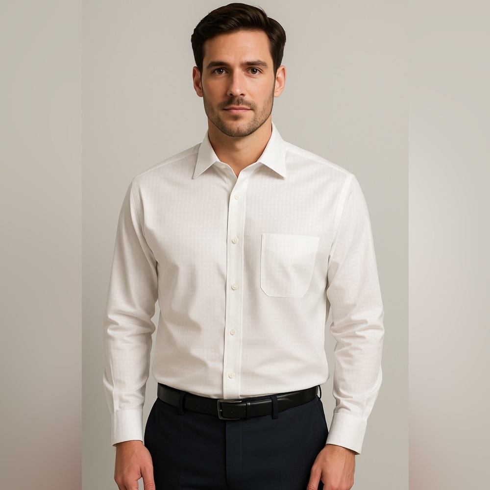Alexander‎ London White Dress Shirt Men’s 17.5 XL Button Down Cotton Classic Fit